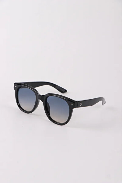 Chunky Frame Oval Unisex Black Sunglasses