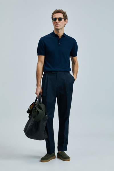 Lufian Derek Men's Silk Blend Sweater Navy Blue