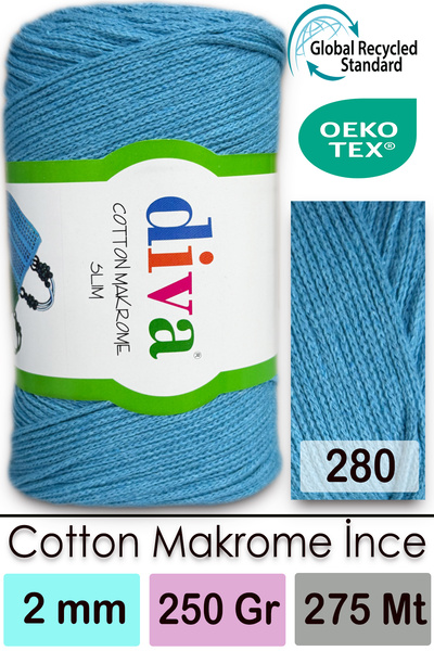 Diva İplik Diva Cotton Makrome Ince 280 Camgöbeği