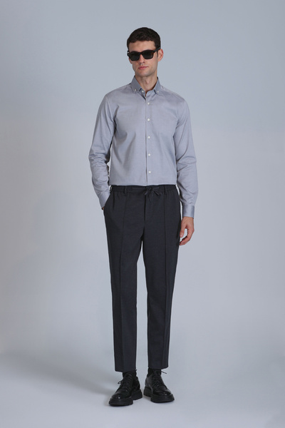 Lufian Daniel Men - Gray Slim Fit Basic Shirt