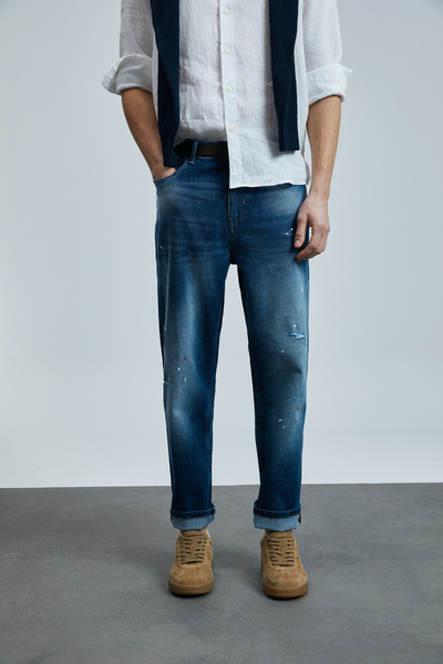 Lufian Salvator Smart Jean Men's Trousers Slim Fit Blue