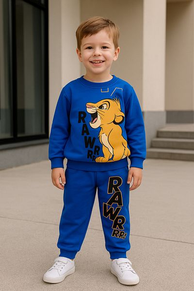 KGN GİYİM Boy's Suit Bottom Top Tracksuit Set Lion King