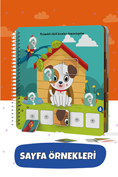 Bunbaza Tak Çıkar Cırt Cırtlı Yapboz Aktivite Kitabı 50 Adet Cırt 3-5 Yaş, Okul Öncesi Eğitim