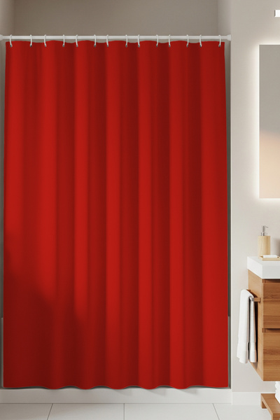 Tropikhome Kırmızı Banyo Perdesi 180x200 Duş Perdesi Tek Kanat Banyo Perdeler...