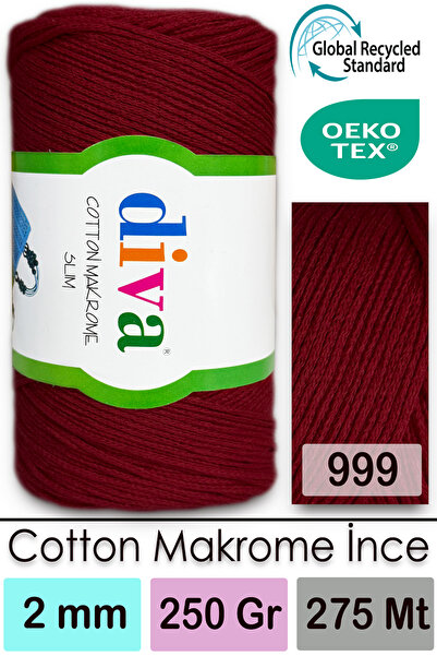 Diva İplik Diva Cotton Makrame Tanka 999 Bordo Crvena
