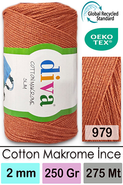 Diva İplik Diva Cotton Makrome Ince 979 Portakal