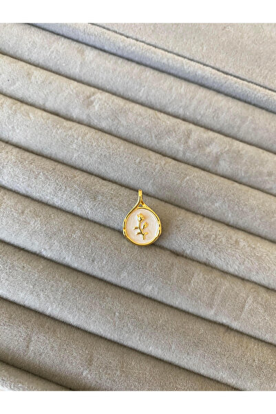 kubotique Altın Kaplama Mineli Lale Detaylı Kolye Ucu