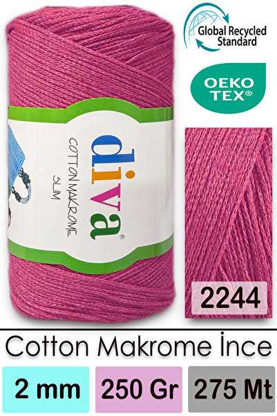 Diva İplik Diva Cotton Makrome Ince 2244 Koyu Pembe