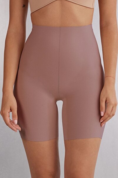 MİSTİRİK Model Anoky Talie înaltă Tesatura elastică Talie Silicon Tăiat cu laser Pantaloni scurți Corset Dusty Rose culoare