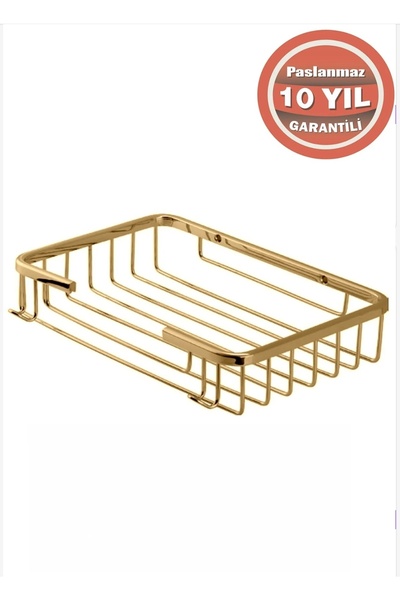 ÇELİK BANYO Paslanmaz Pirinç Taci 22x15cm Şampuanlık Banyo Rafı Süngerlik Alt...