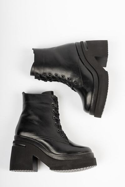 Deripabuc Cizme din piele neagră pentru femei din piele naturală TRC-216510