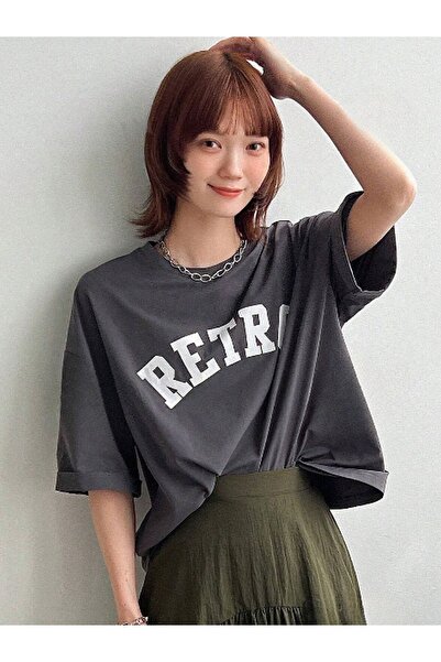 DUBU BUTİK Retro T-Shirt - Smoked Printed Oversize Crew Neck Short Sleeve T-Shirt