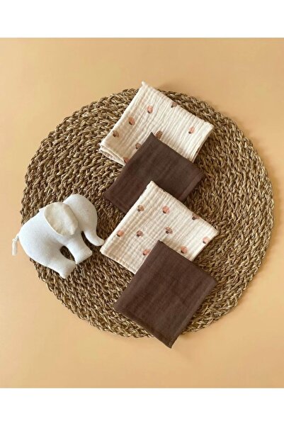 ToprikoKids Mushroom 100% Organic Double Layer Cotton 4-Piece Muslin Mouth Wipes