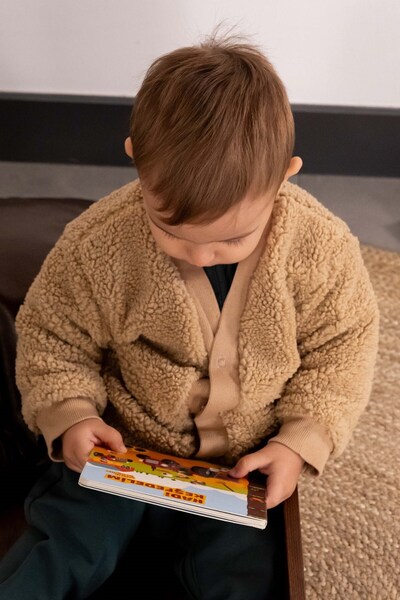Little Gusto Wellsoft Baby Cardigan Cotton Patterned Beige