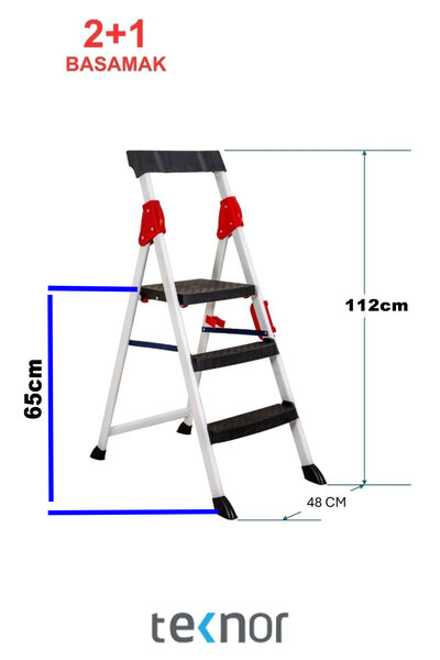 Teknor Extreme Plastik 2+1 Basamaklı Metal Merdiven