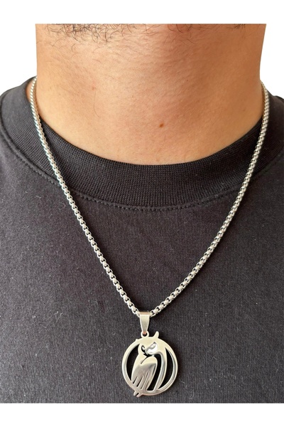 derokas Owl Full Steel Necklace Does Not Blacken