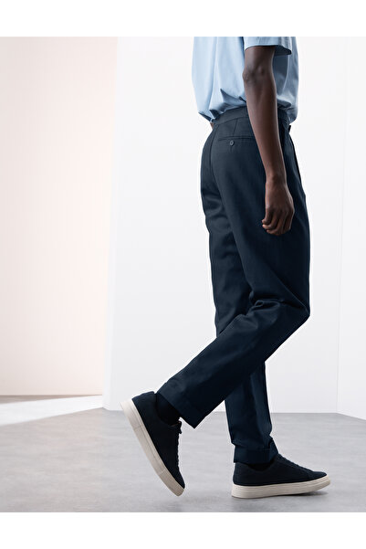 Marks & Spencer Keten Karışımlı Tek Pileli Smart Pantolon