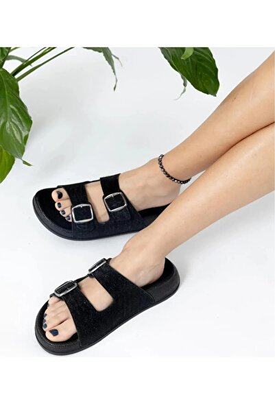 Deniz Terlik Γυναικείες παντόφλες Casual Stylish με ασημί διπλή πόρπη