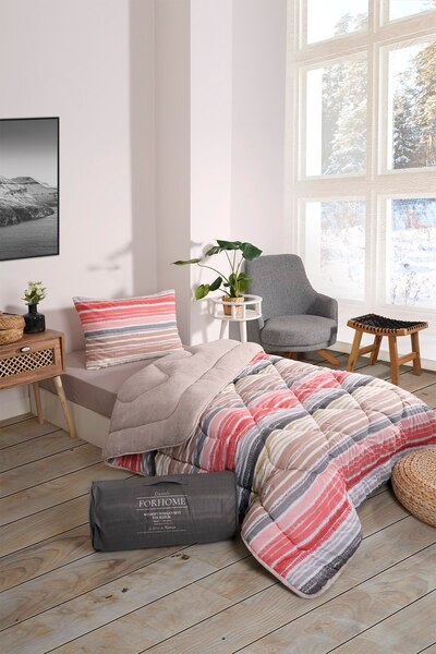 Sudemhome Single Double Sided Luxury Welsoft Elite Quilt Soft Fleece Quilt and Pillow Case Tasel Beige