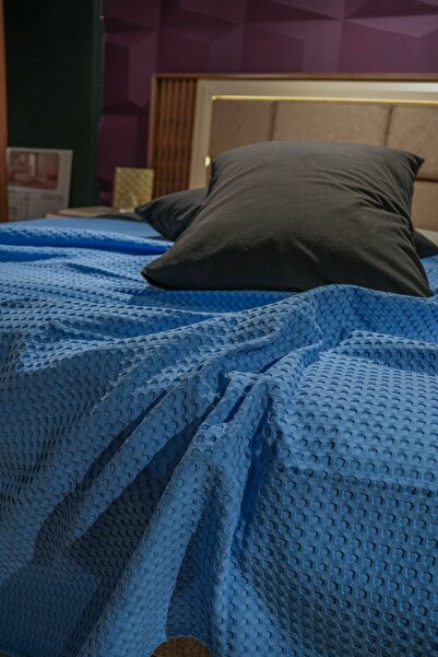 Muteks Premium 100% βαμβακερό διπλό καλοκαιρινό πικέ - μπλε, ύφασμα κατά του ιδρώτα, κάλυμμα κρεβατιού 240x200 cm