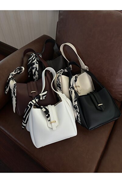 NOTHING Women's Burgundy Belt Detailed Scarf Gift Hand and Shoulder Bag Leona