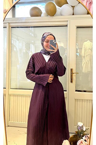 HENZA Mor piliseli elbise