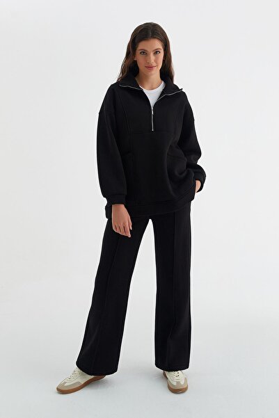 MARKALİSTE Black Sports Set - Half Zipper