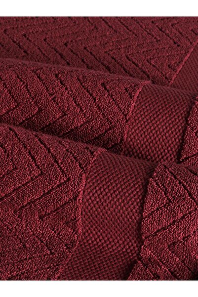 Karna Home Cotton Single Towel Jacquard Carnation Premium Zander 50X90 cm - Claret Red