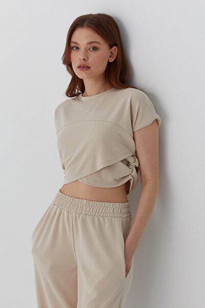 MARKALİSTE Σετ Cropped Stone με ασύμμετρη κοπή