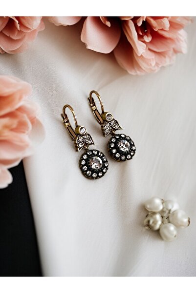 FAYRA ACCESSORIES Elmas Montür Zirkon Taşlı Yuvarlak Küpe