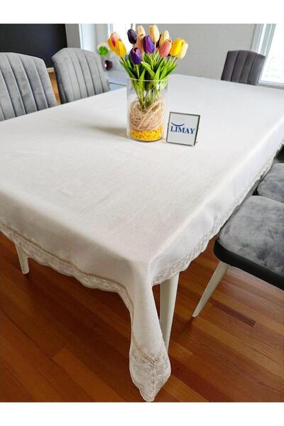 LİMAY JÜT KUMAŞ LÜKS MASA ÖRTÜSÜ - DANTELLİ - PARLAK JÜT KUMAŞ - SİLİNEBİLİR ...
