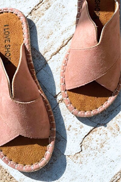 I Love Shoes Πούδρα γυναικείες παντόφλες με λεπτομέρεια από διαγώνιο λουράκι από καστόρι Orind