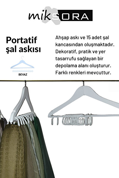 Miksora Portatif Şal Askısı (Beyaz)