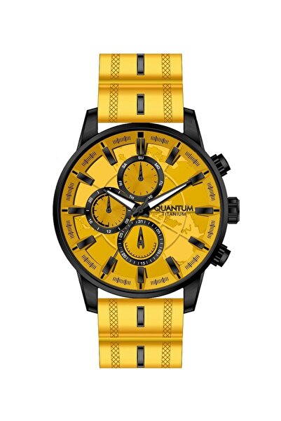 Quantum Ttg1037.607 Quartz Titanium Case Silicone Yellow 44 mm Men's Watch
