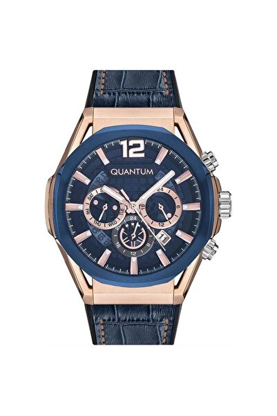 Quantum PWG970.999 Quartz Deri Görünümlü Silikon 47 mm Lacivert Erkek Kol Saati