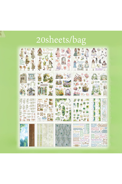 Choice S26021-1 Mr Paper 20Pcs/book Collage Pieces PET Light Vintage Double Translucent Sticker Book Creati