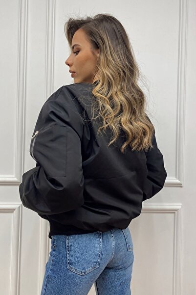 CurcunaShop Black Bomber Jacket - Spring