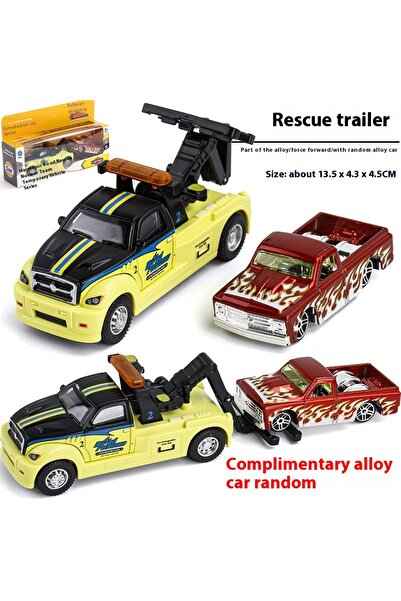 Choice لعبة شاحنة سحب إنقاذ من سبائك معدنية باللون الأصفر مع صندوق مع خاصية ا...