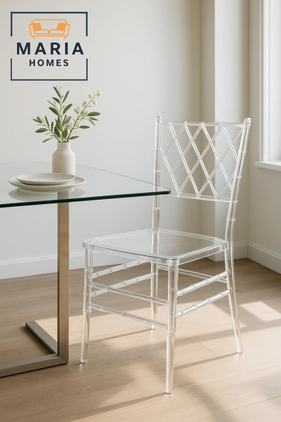 MARIA HOMES كرسي كيافاري من الأكريليك الشفاف بتصميم أنيق متقاطع الظهر