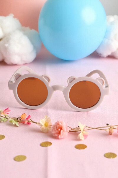 Chunky Frame Round Matte Teddy Bear 0-10 Years Old Uv400 Certified Beige Crea...