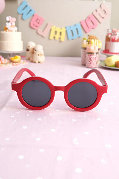 Chunky Frame Nordic Round Matte 0-10 Years Old Uv400 Certified Red Children's...