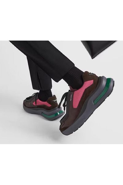 Prada Sport Panelled Round Toe Thick Sole Sneaker