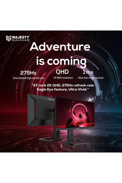 majesty 27-Inch Gaming Monitor, QHD 2K, FAST IPS, 275Hz, 1ms