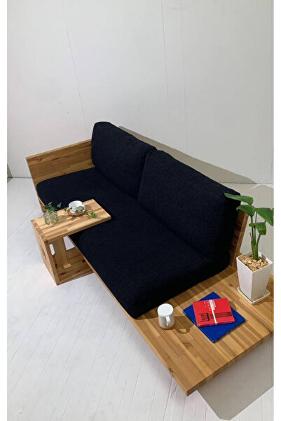 İstanbul kumaş Yer Minderi Premium Ürün Koltuk Kumaşından Keten Antrasit Renk Bahçe Balkon 120x80