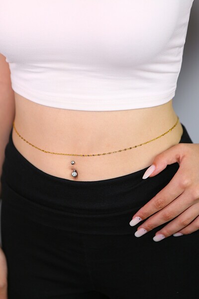 Steel Gold Color Singapore Mirrored Thin Waist Chain Minimal Stylish Body accessory