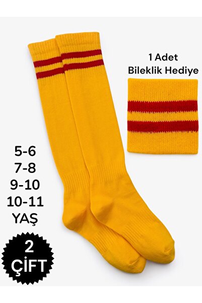 Çorabistaan 2 Çift Çok Renkli Çemberli Unisex Kız Erkek Çocuk Futbol Halı Sah...