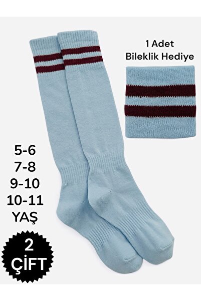 Çorabistaan 2 Çift Çok Renkli Çemberli Unisex Kız Erkek Çocuk Futbol Halı Sah...