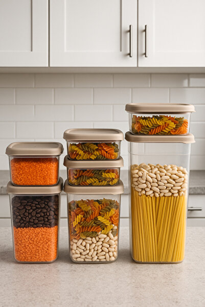 YzHome 7 Li Plastic Vacuum Lid Storage Container Ration Pulses Jar Peggy Set 400-800-1150-1500-3200 ml