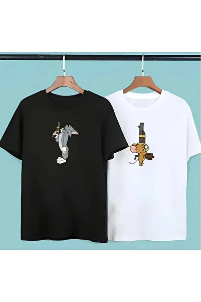 Elvino 2Pcs Tom Jerry Couple Dear Friend Brother Combination Gift Birthday Valentine's Day T-Shirt Sets