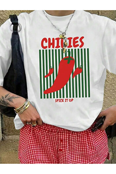 Elvino Tricou oversize unisex pentru femei/bărbați, alb, din bumbac, cu impri...